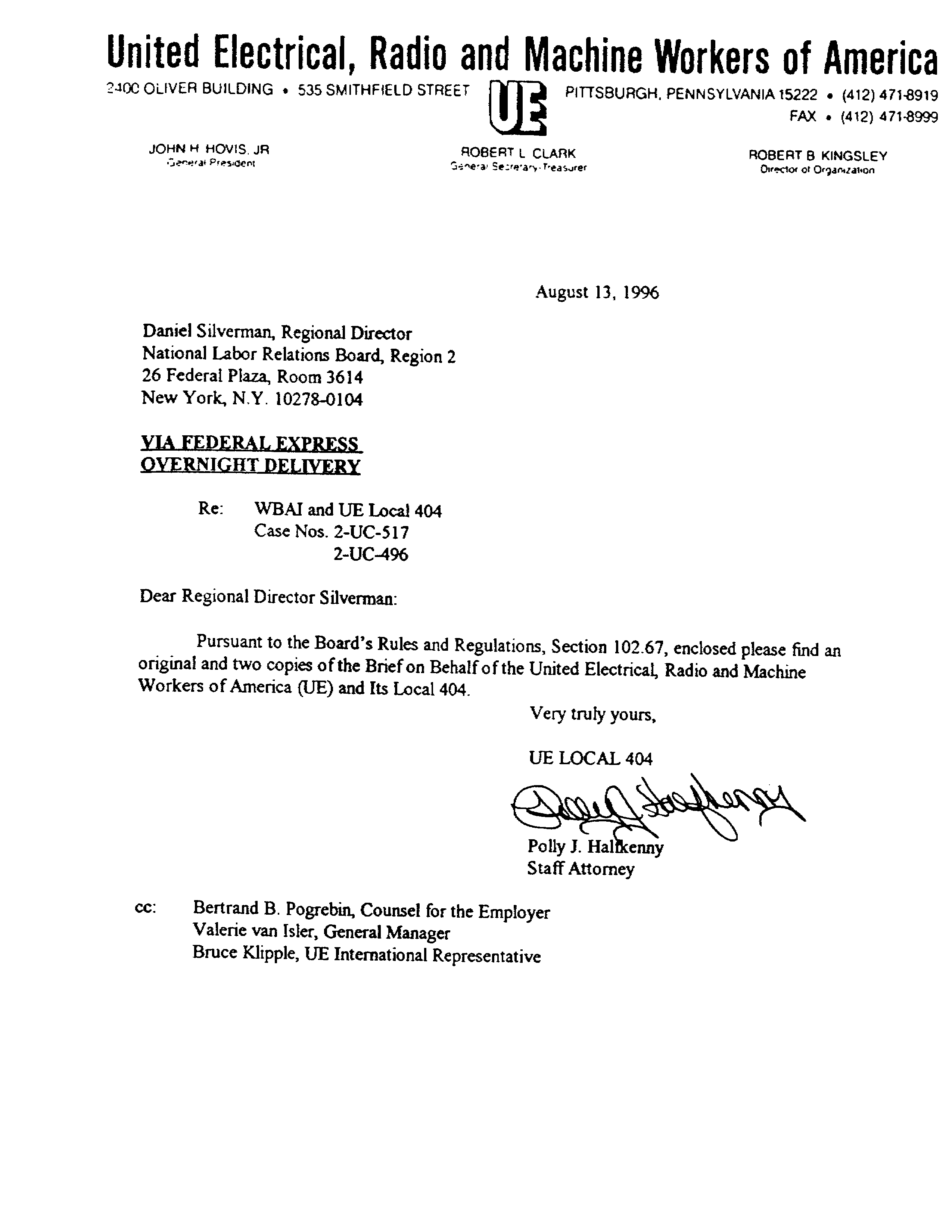First page of the Union's brief to the NLRB